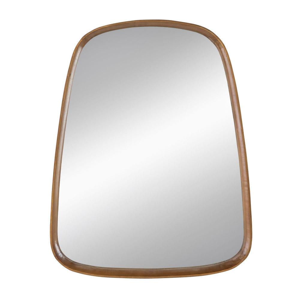 Irrgeular Mirror With Wood Frame, Wall Mirror For Living Room Bathroom Entryway - Brown