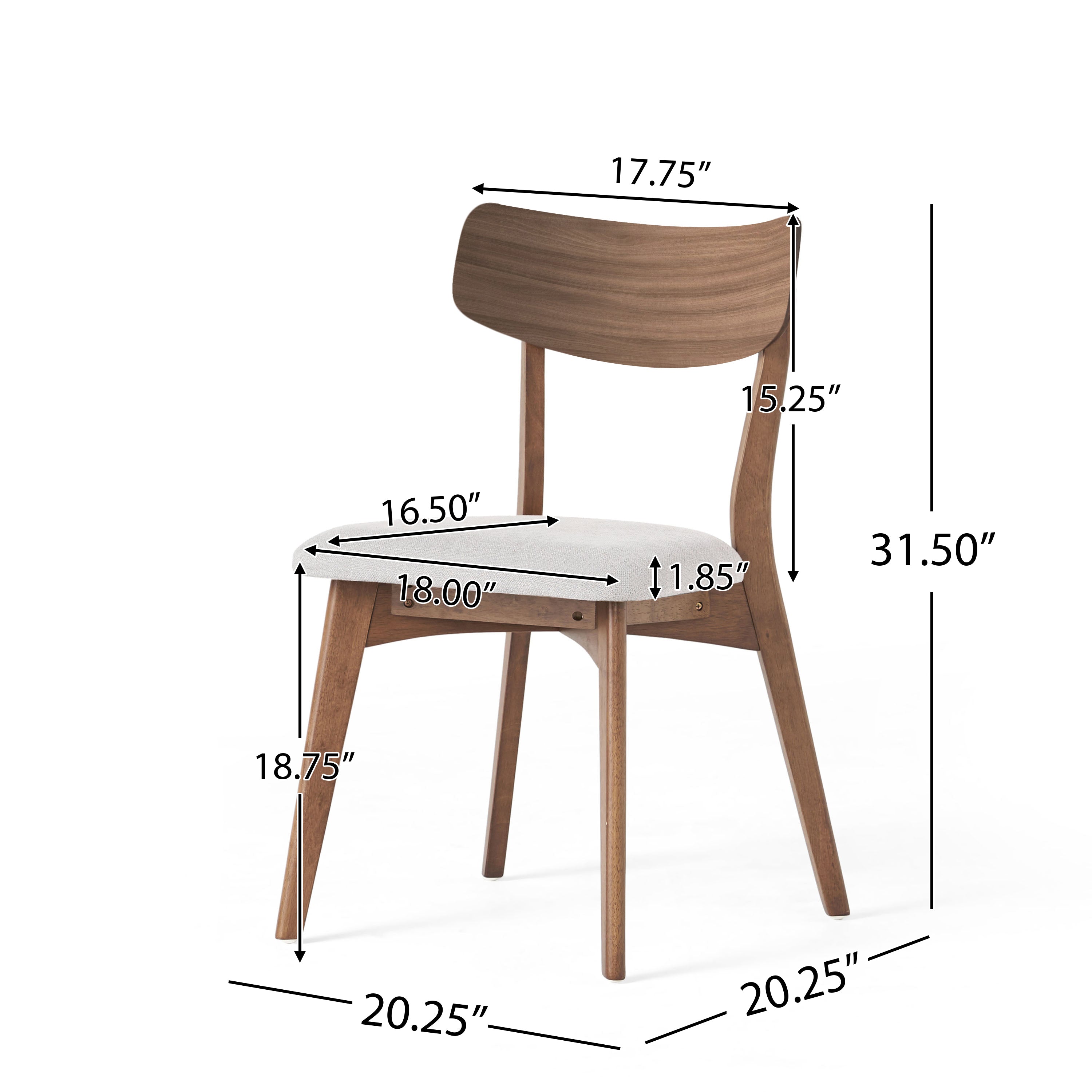 7-Pieces Upholstered Dining Set With Rubberwood Frame, Light Beige + Walnut + Black