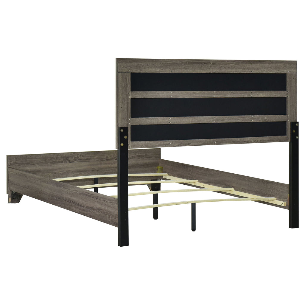 Funston - 4 Piece Queen Bedroom Set With Upholstered Headboard - Oak