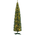 HOMCOM 8' Tall Pre-Lit Slim Noble Fir Artificial Christmas Tree