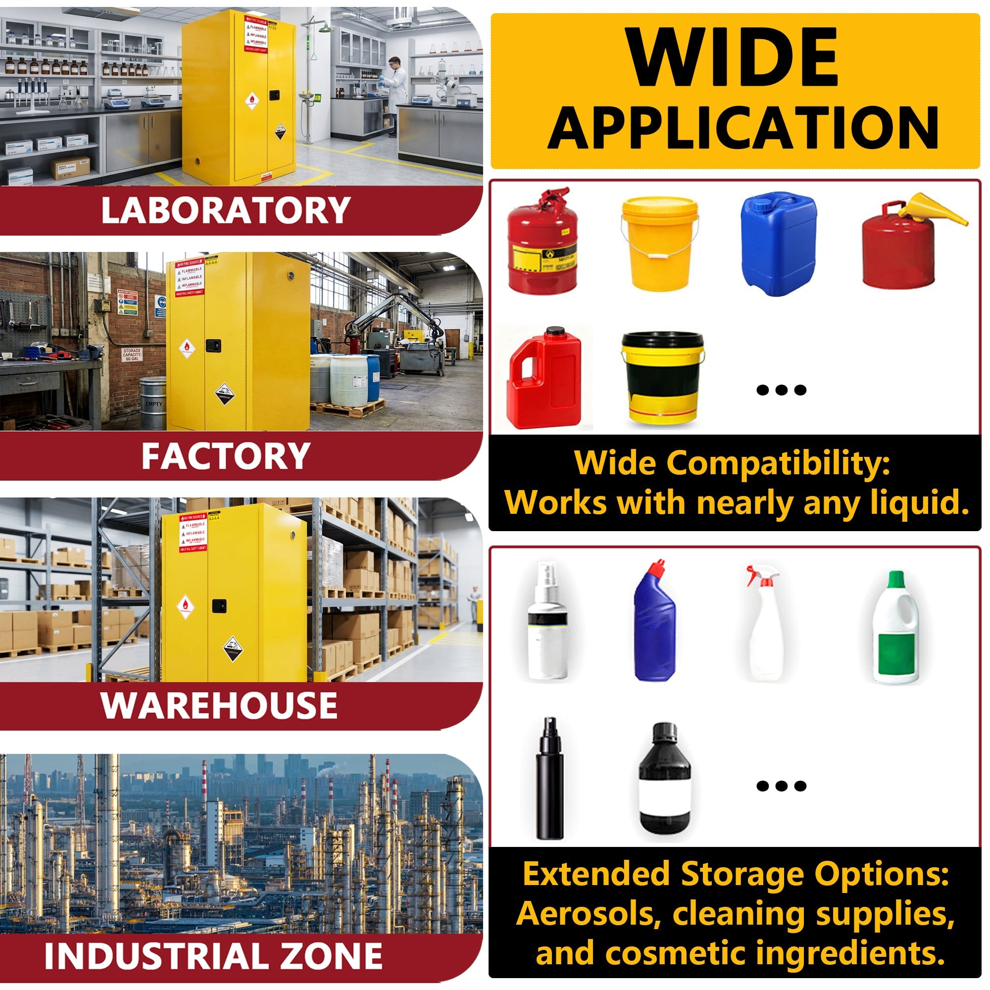 90 Gal Flammable Safety Cabinet, 43"W x 34"D x 65"H