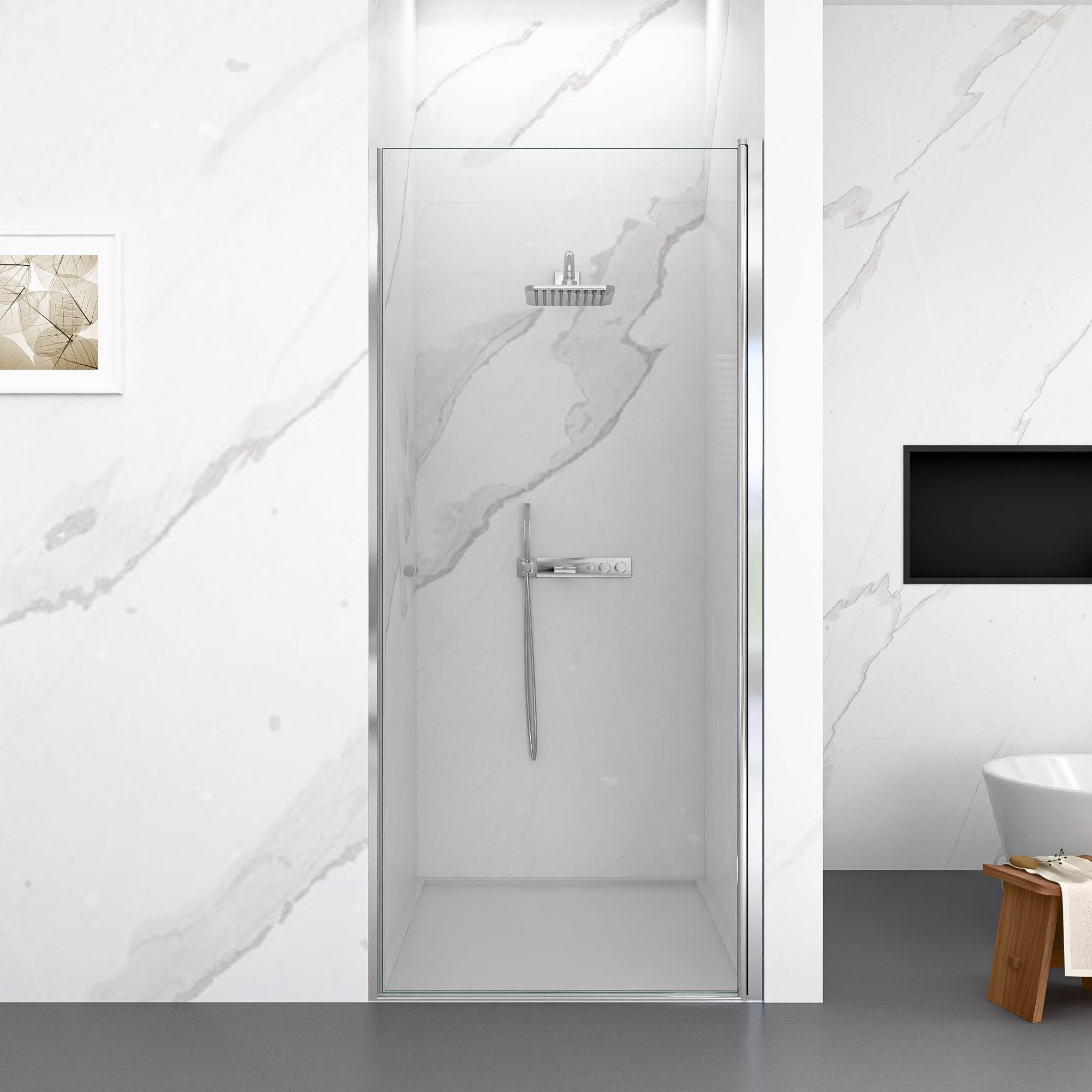 32"W x 72"H Frameless Circular Pivot Shower Door