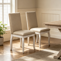 TREXM Set of 2 Dining Chairs - Wood Upholstered with Nailhead