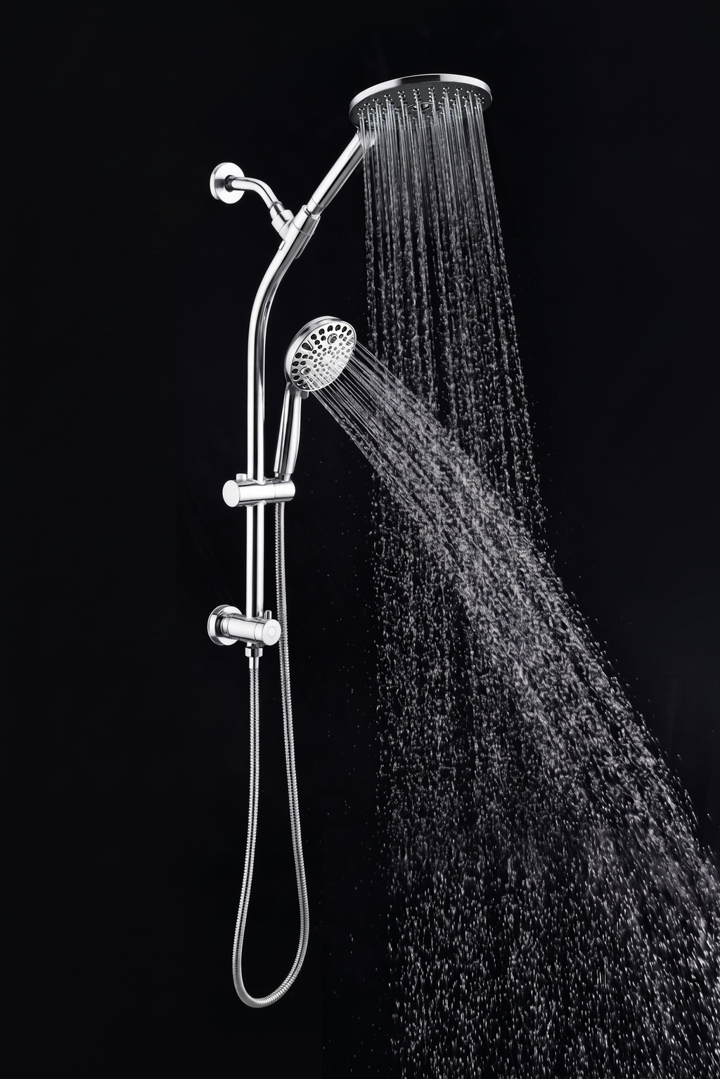 High Pressure Dual Shower Head Set - 26 Inch Tool-Free Adjustable Slide Bar,10 Spray Settings and Handheld.