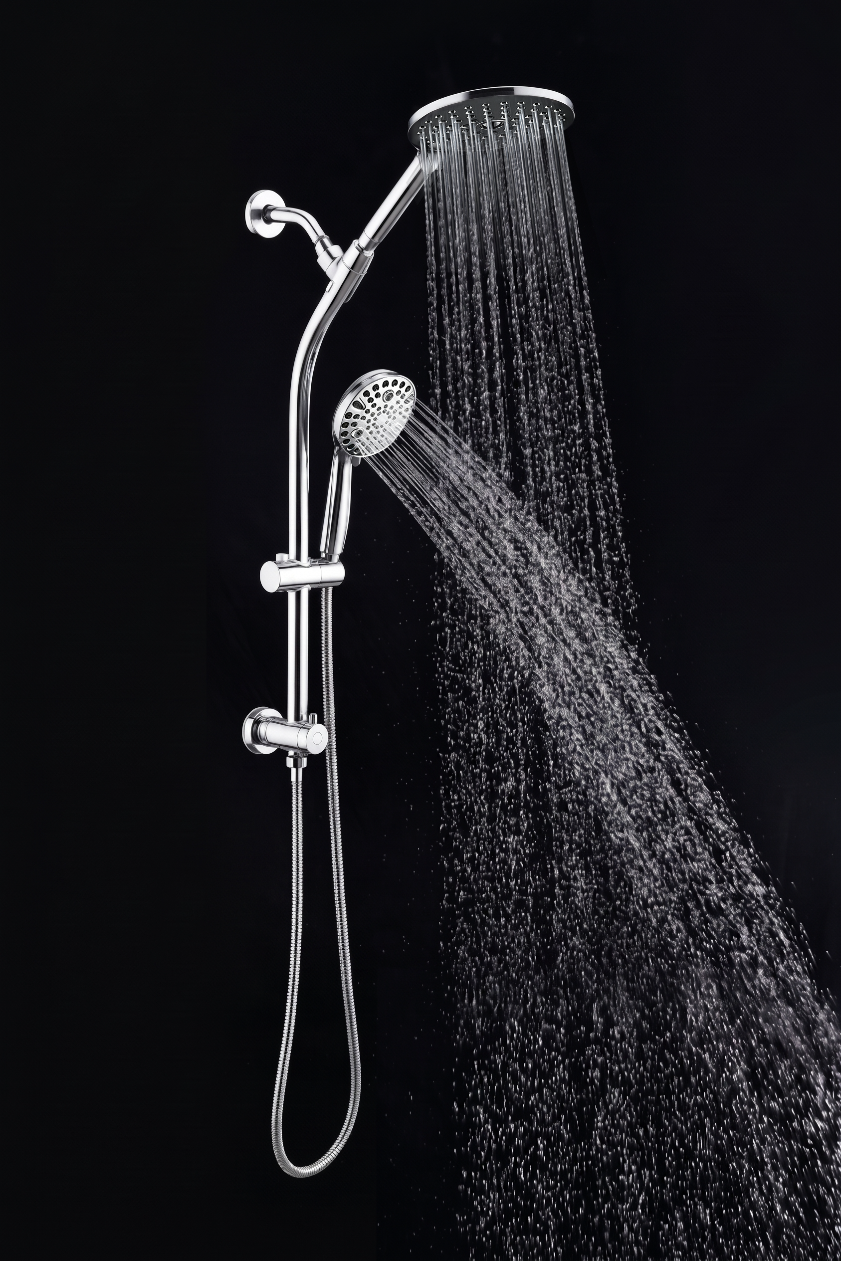 High Pressure Dual Shower Head Set - 26 Inch Tool-Free Adjustable Slide Bar,10 Spray Settings and Handheld.