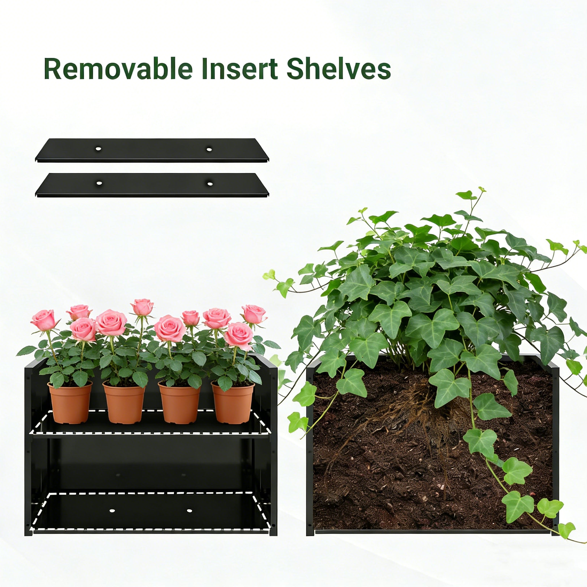 Metal Planter-Trellis Combo Set of 3
