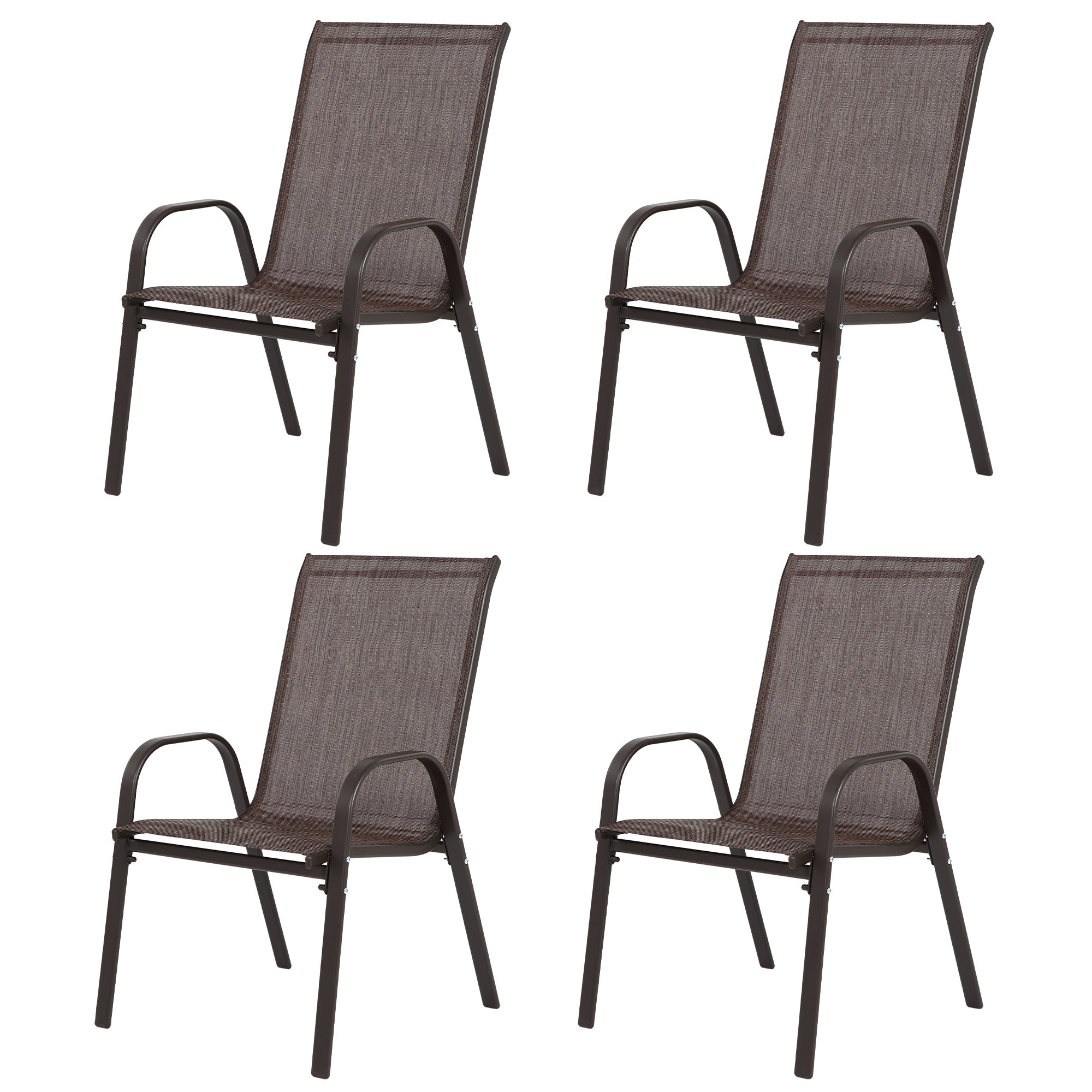 4 Piece Patio Chairs Set with Breathable Textilene Fabric (Brown)