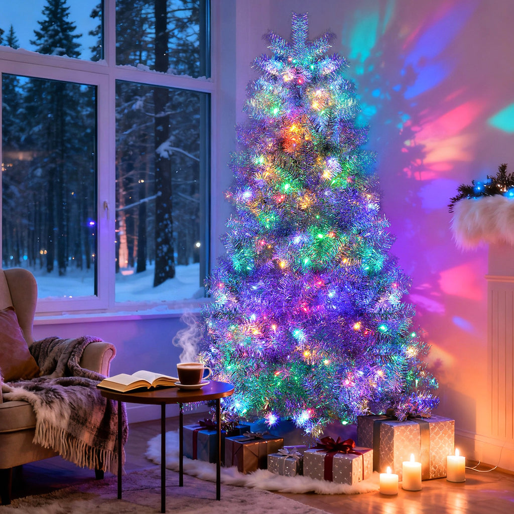 6FT Sliver Pre-Lit Artificial Christmas Tree