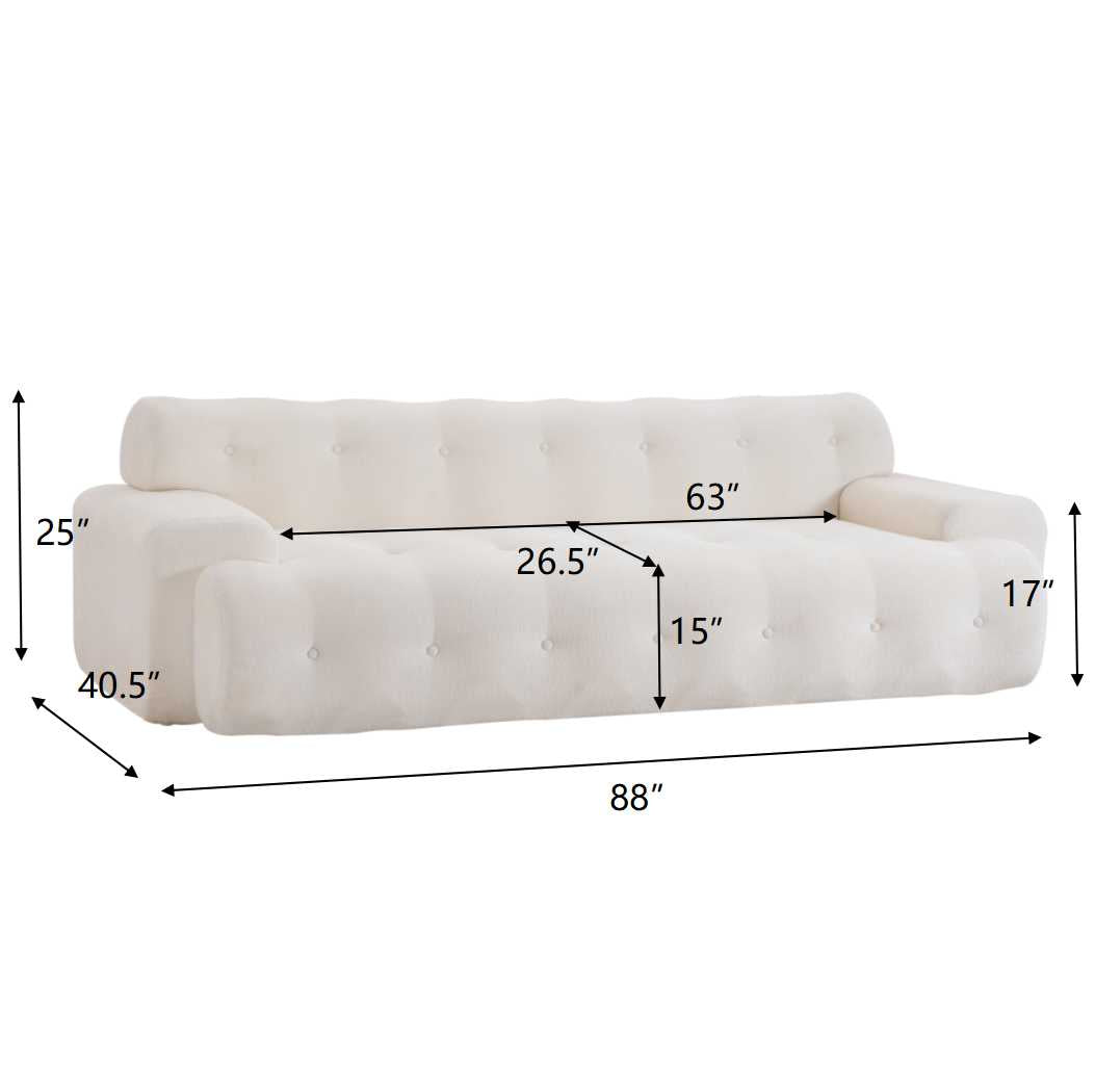 88 in. Cloud 3 Seater Chenille Sofa with Button Tufted Upholstery