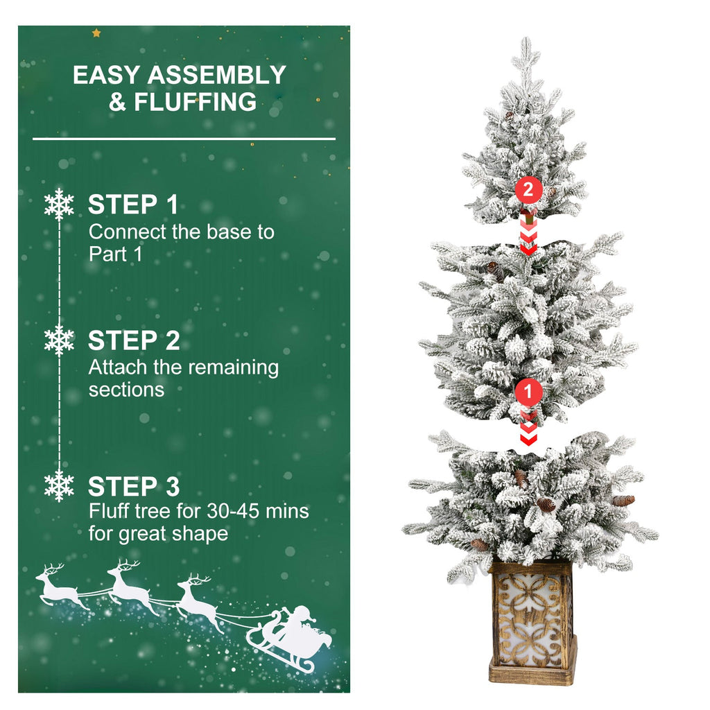 4FT Flocked Christmas Tree with Multicolour LED Lights