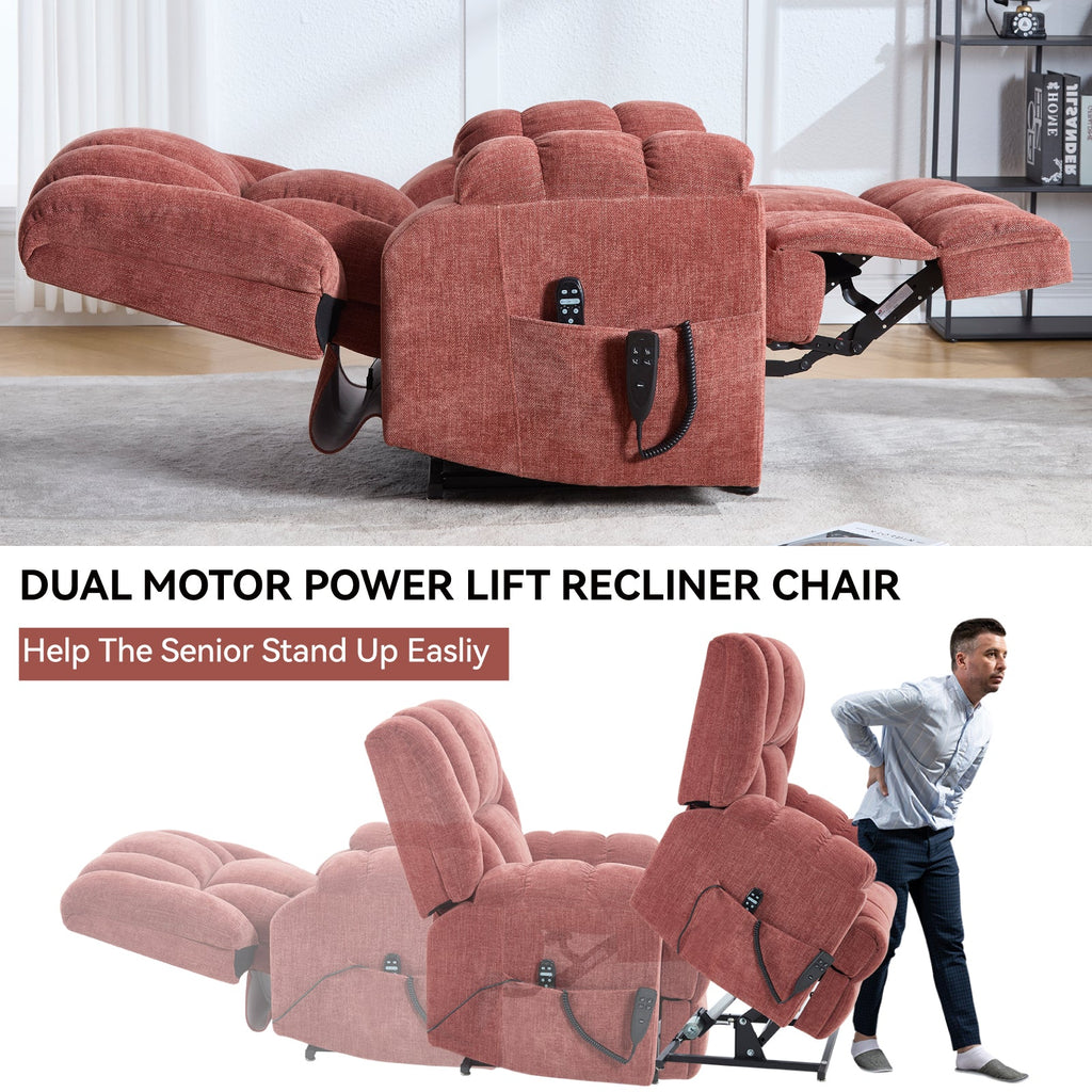 Dual Motor Heat Massage Electric Power Lift Recliner
