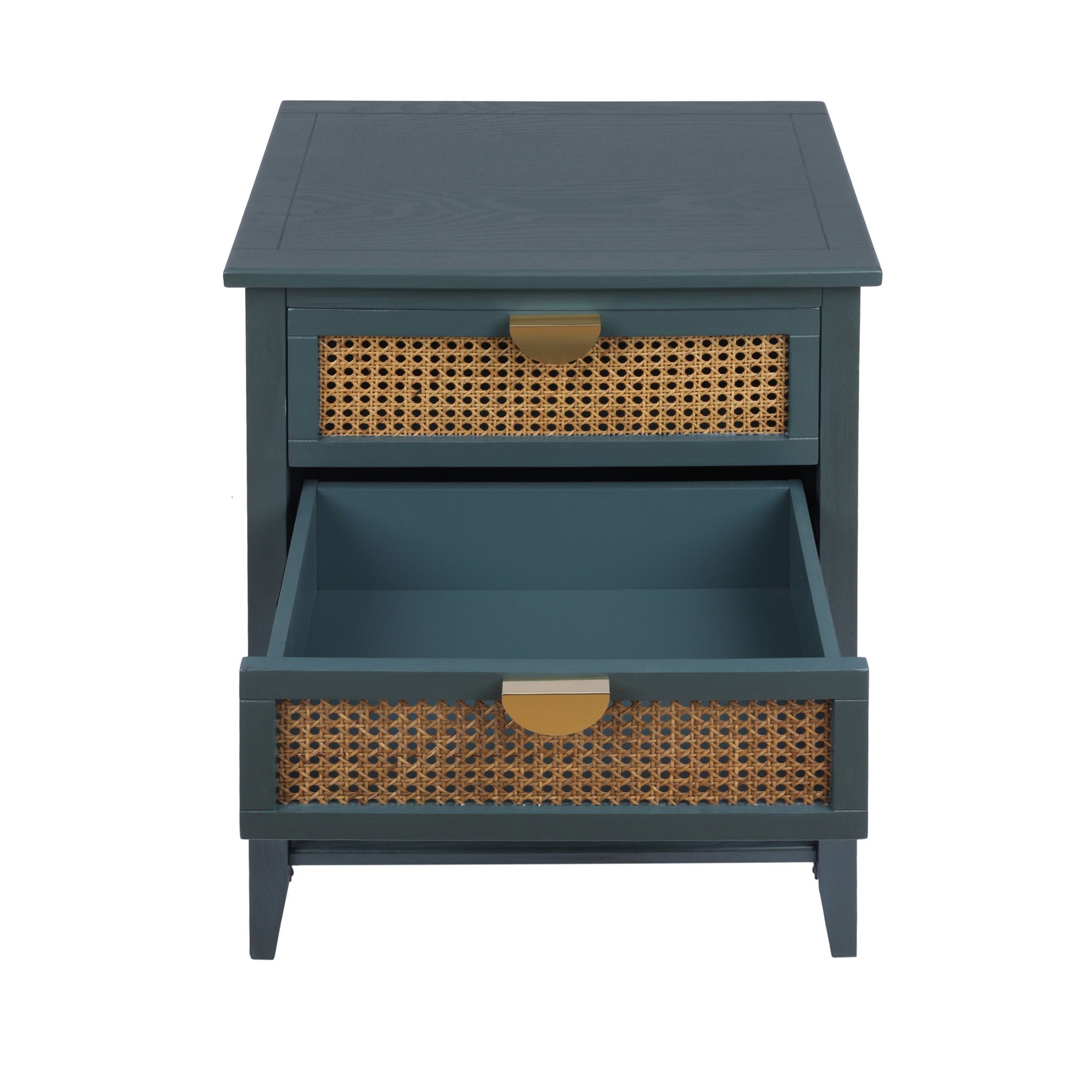 2 Drawer Side Table, Natural Rattan