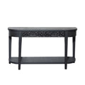 Carved Console Table With Storage Shelf For Living Room - Black