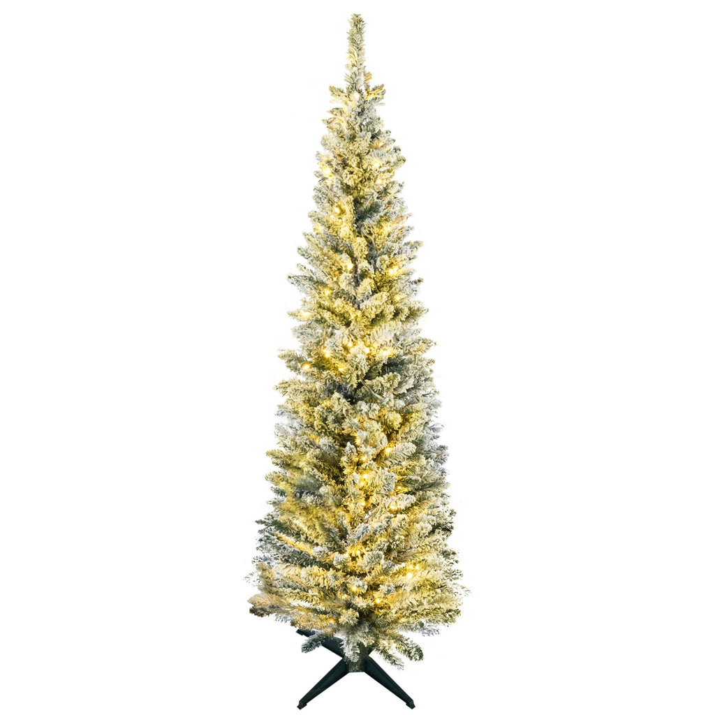 HOMCOM 5' Tall Pre-Lit Slim Noble Fir Artificial Christmas Tree