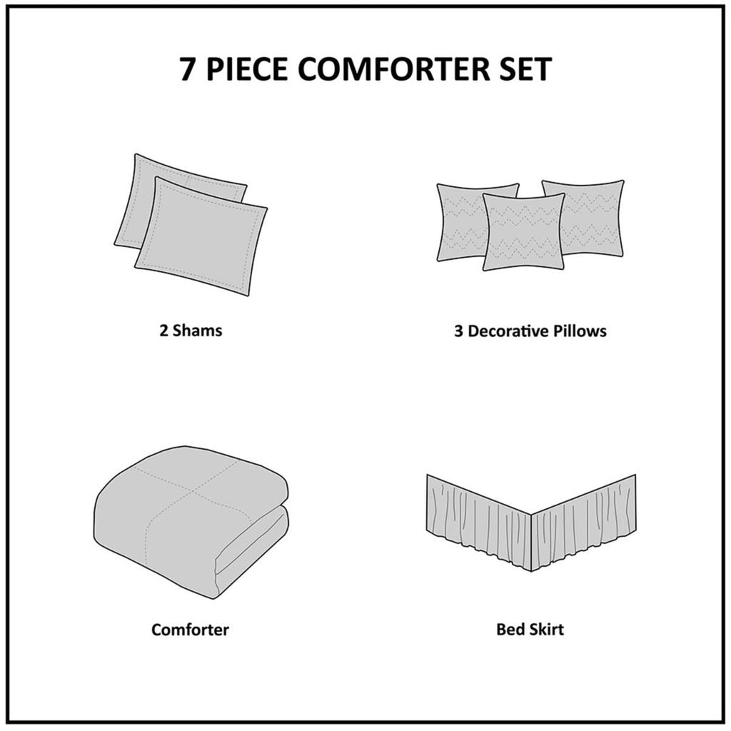 7 Piece Faux Suede Comforter Set Natural Queen