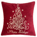 Happy Holidays Embroidered Velvet Throw Pillow