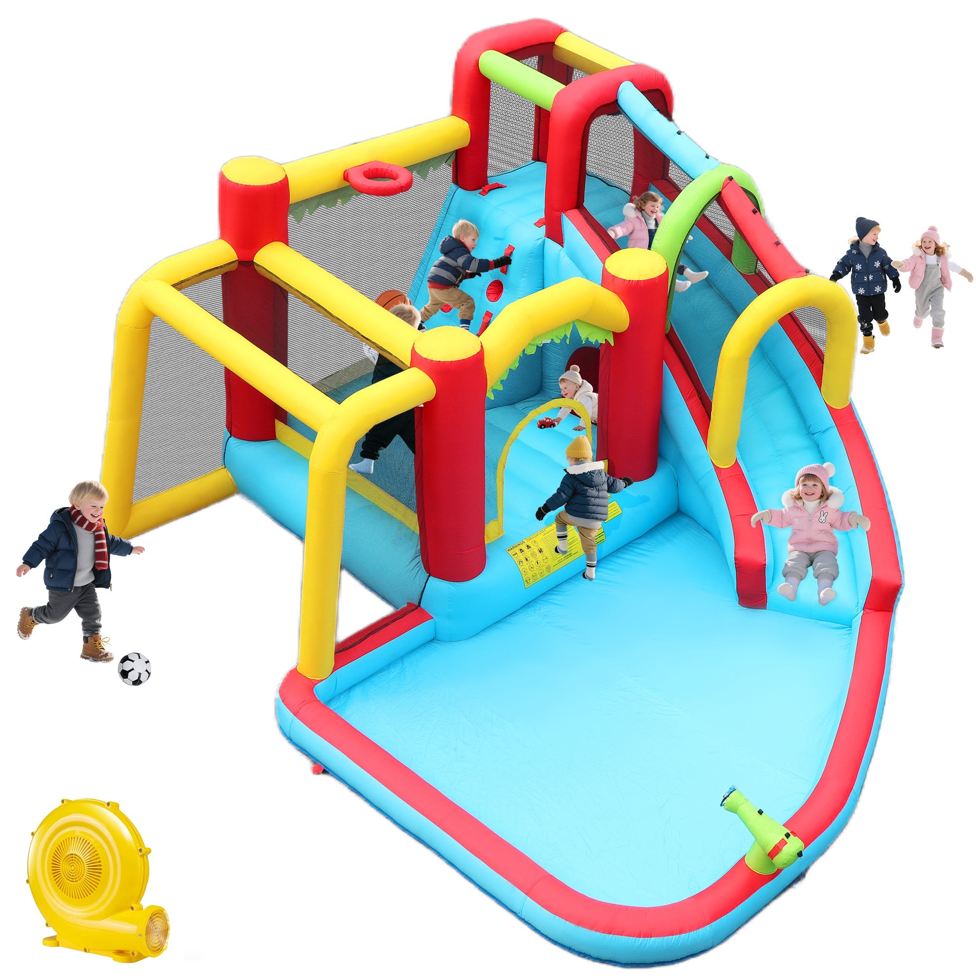 7-in-1 Inflatable Slide Water Park and Garden Bouncer