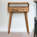 Solid Wood Mini Curved Oak-ish Console Table