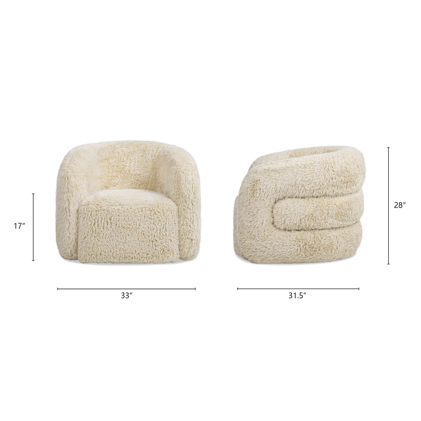 Colt - Fur Swivel Upholstered Barrel Accent Arm Chair - Cream Beige