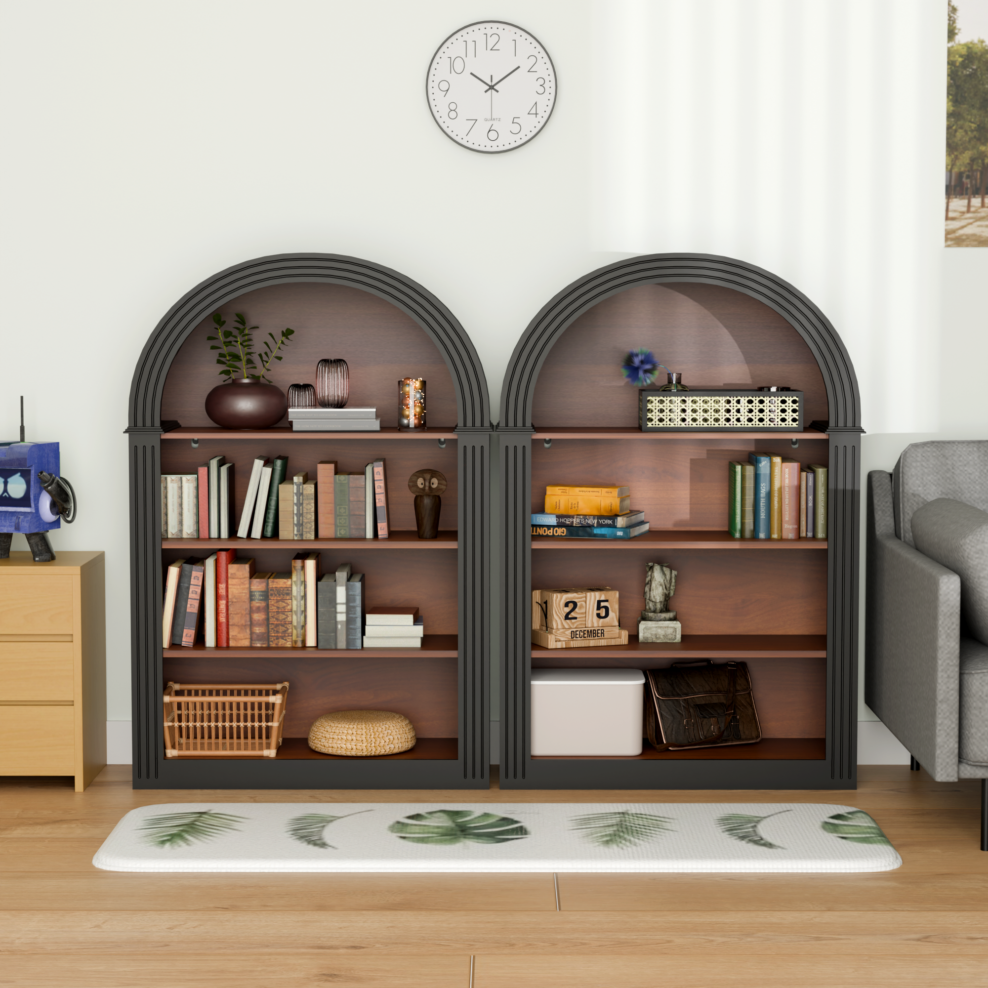 4-Shelf Tall Arched Bookcase