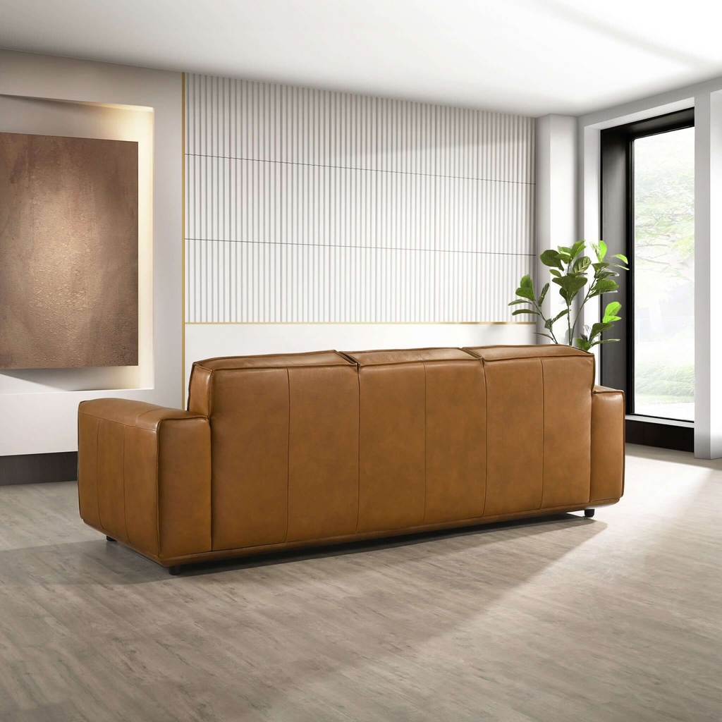 Hanky Genuine Tan Leather Sofa