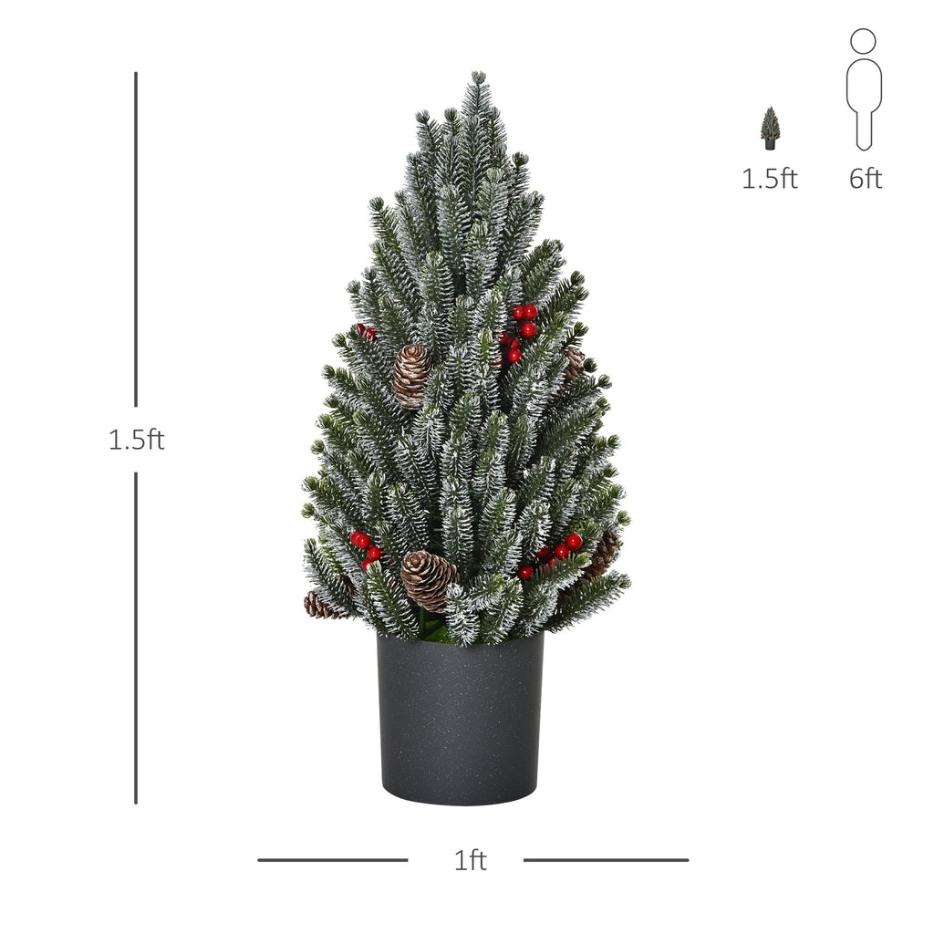 HOMCOM 18" Tall Unlit Miniature Snow-Flocked Tabletop Christmas Tree