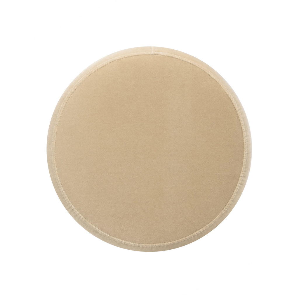 Edward 17.5" Round Upholstered Ottoman with Bullion Fringe