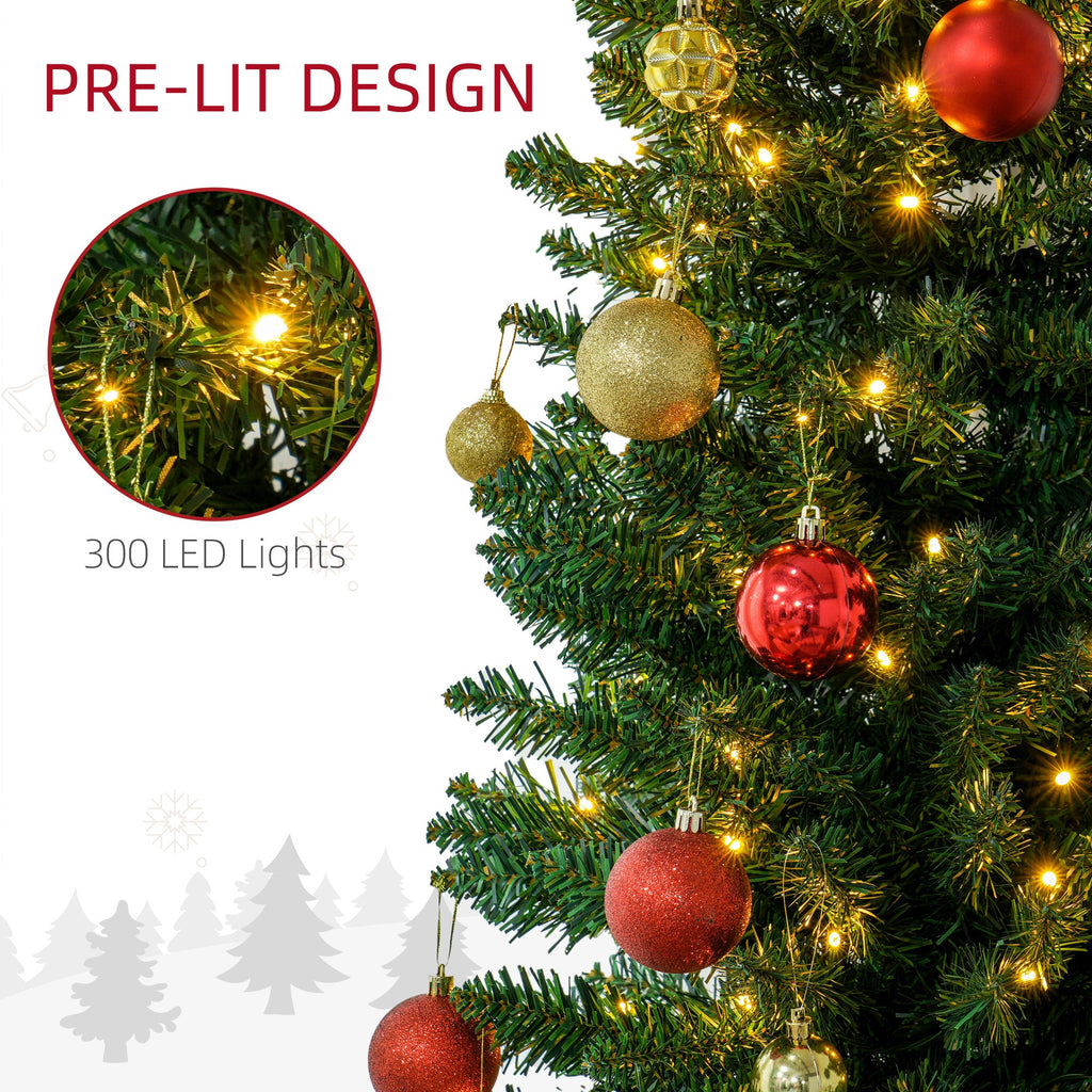 HOMCOM 8' Tall Pre-Lit Slim Noble Fir Artificial Christmas Tree