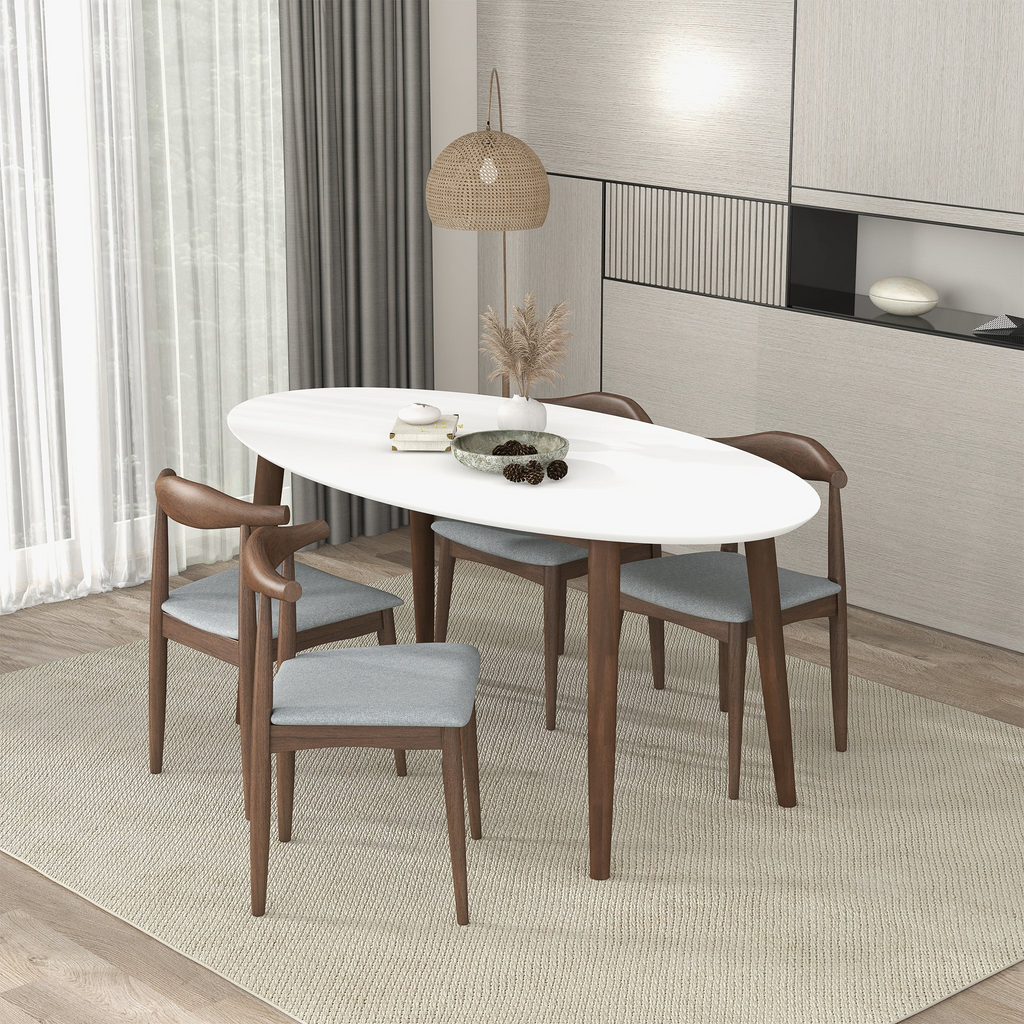 Ada Mid Century Modern Style Solid Wood Dining Table