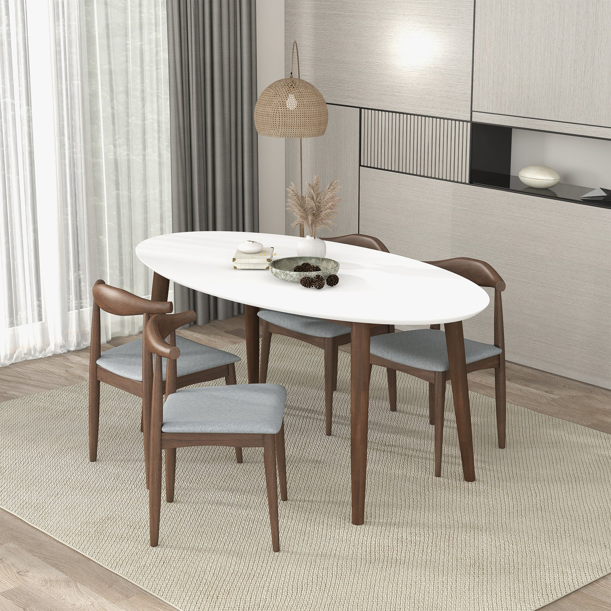 Ada Mid Century Modern Style Solid Wood Dining Table