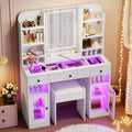 43.2" Vanity Desk with LED Mirror and Lights