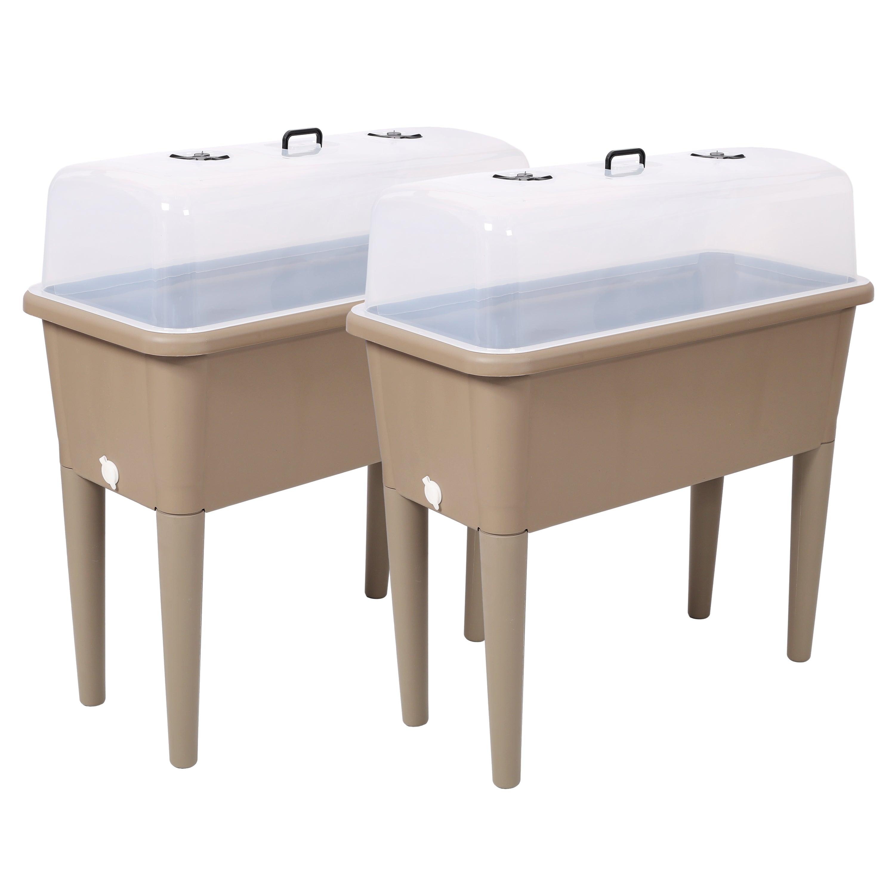 2PCS Raised Garden Bed with Ventilated Transparent Greenhouse Lid