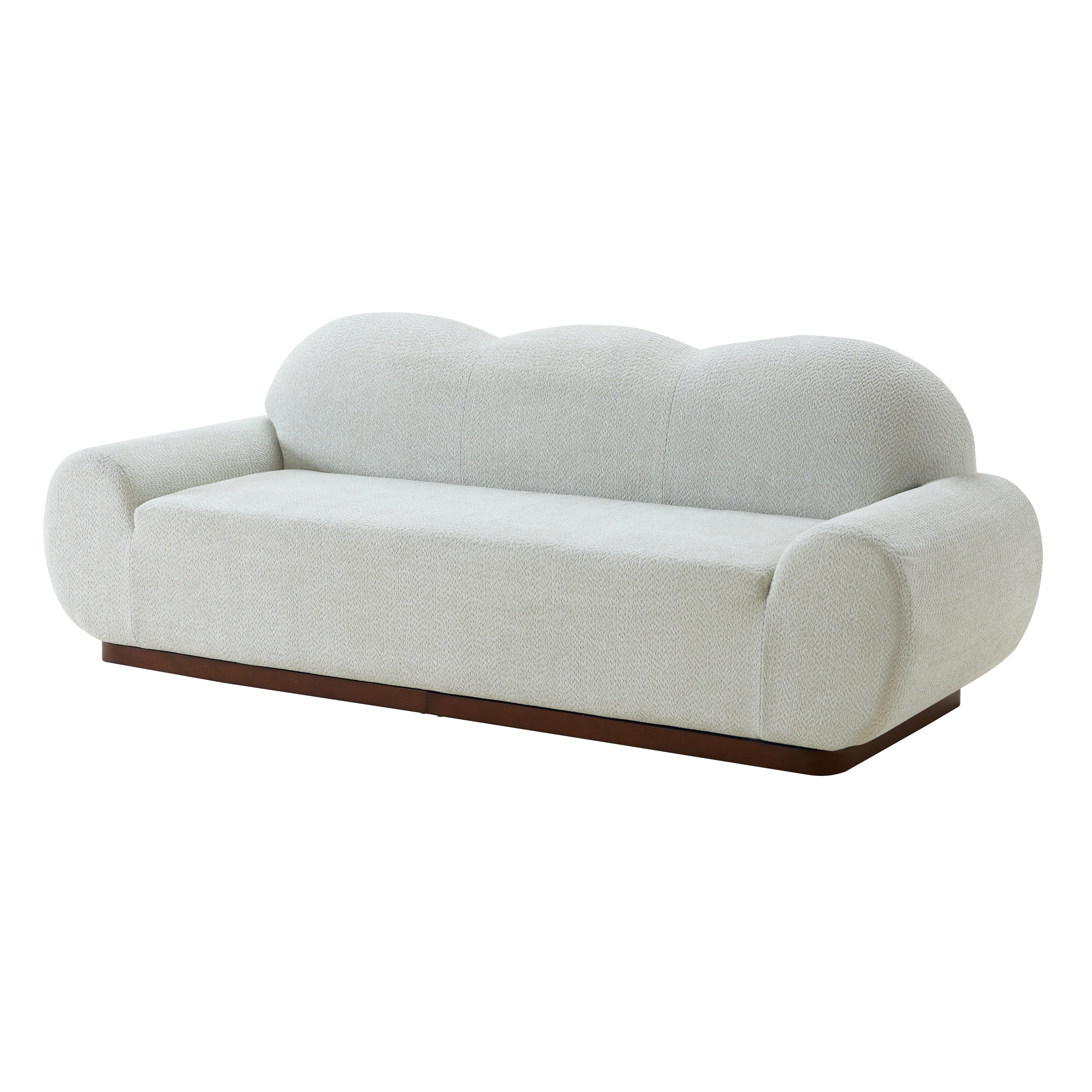 88in Round Arm Cloud Curved 3-Seater Modern Upholstered Boucle Sofa