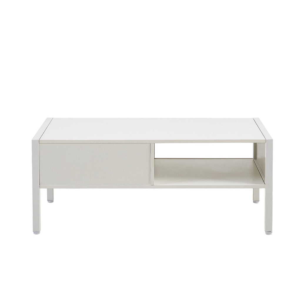 Modern Rattan Coffee Table with Sliding Door