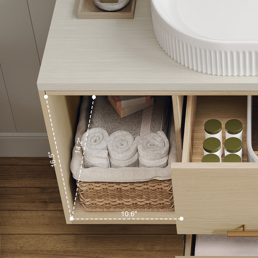 Modern 39.3 Wall-Mounted Bathroom Vanity with Ceramic Sink