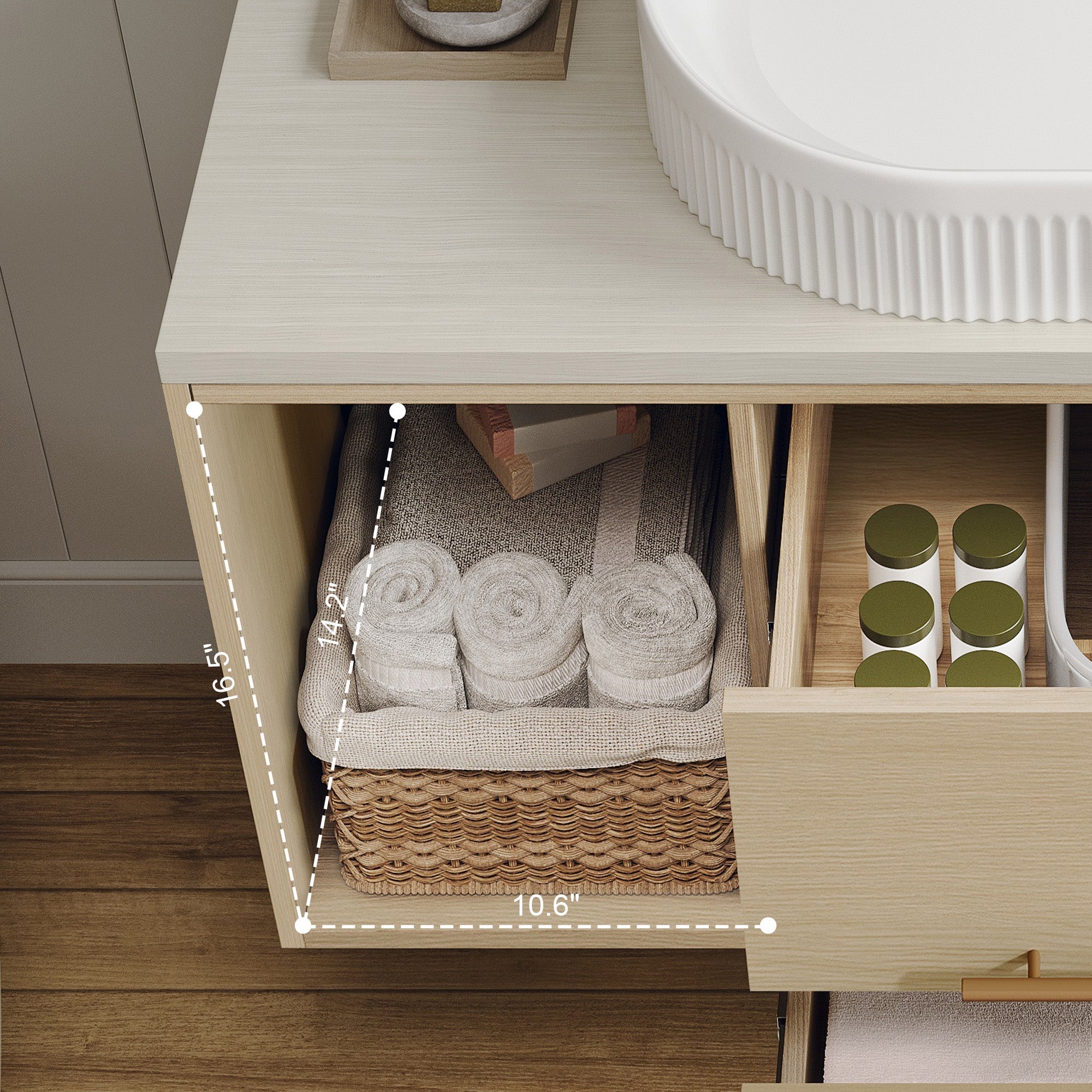 Modern 39.3 Wall-Mounted Bathroom Vanity with Ceramic Sink