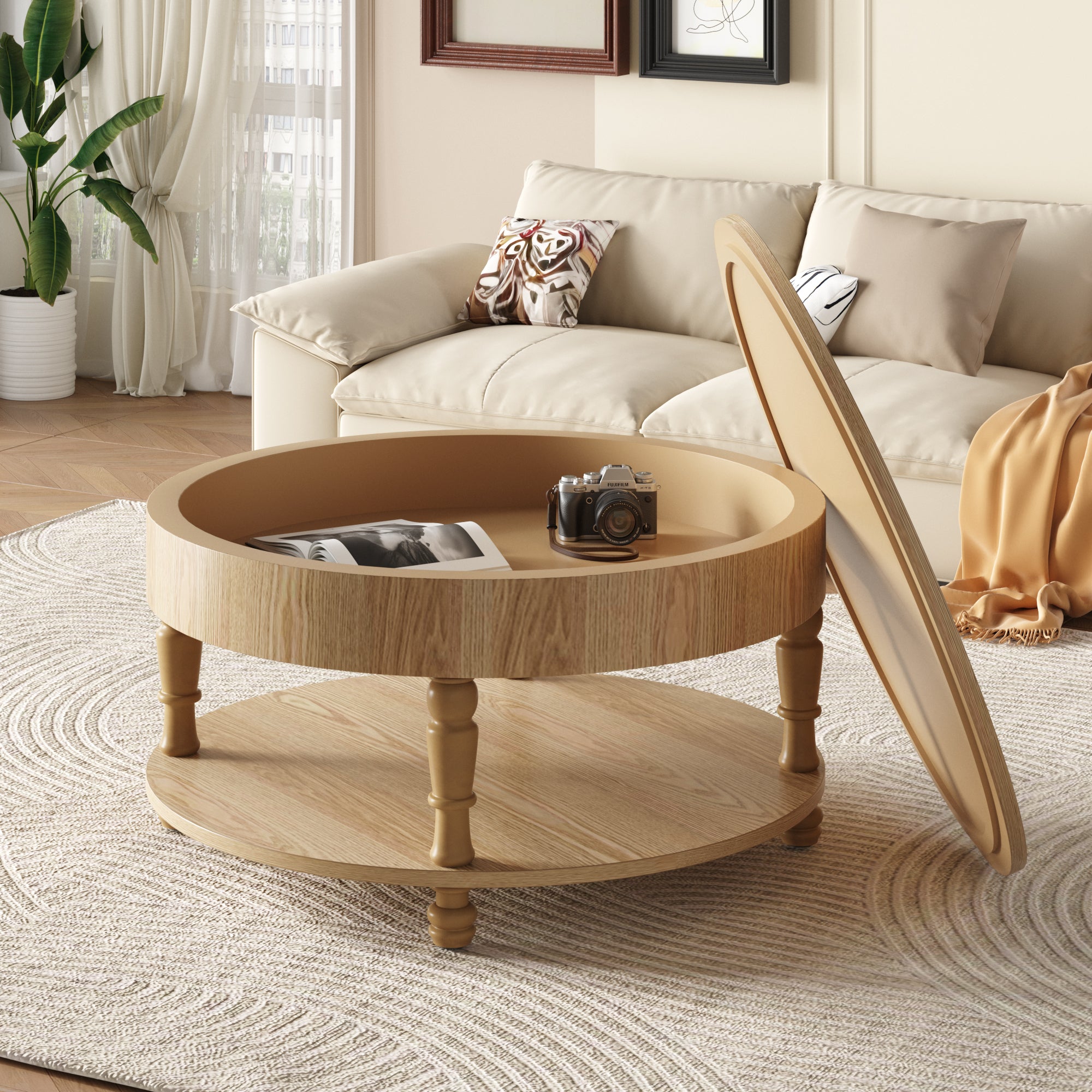 Coffee Table with Dual Storage for Living Room