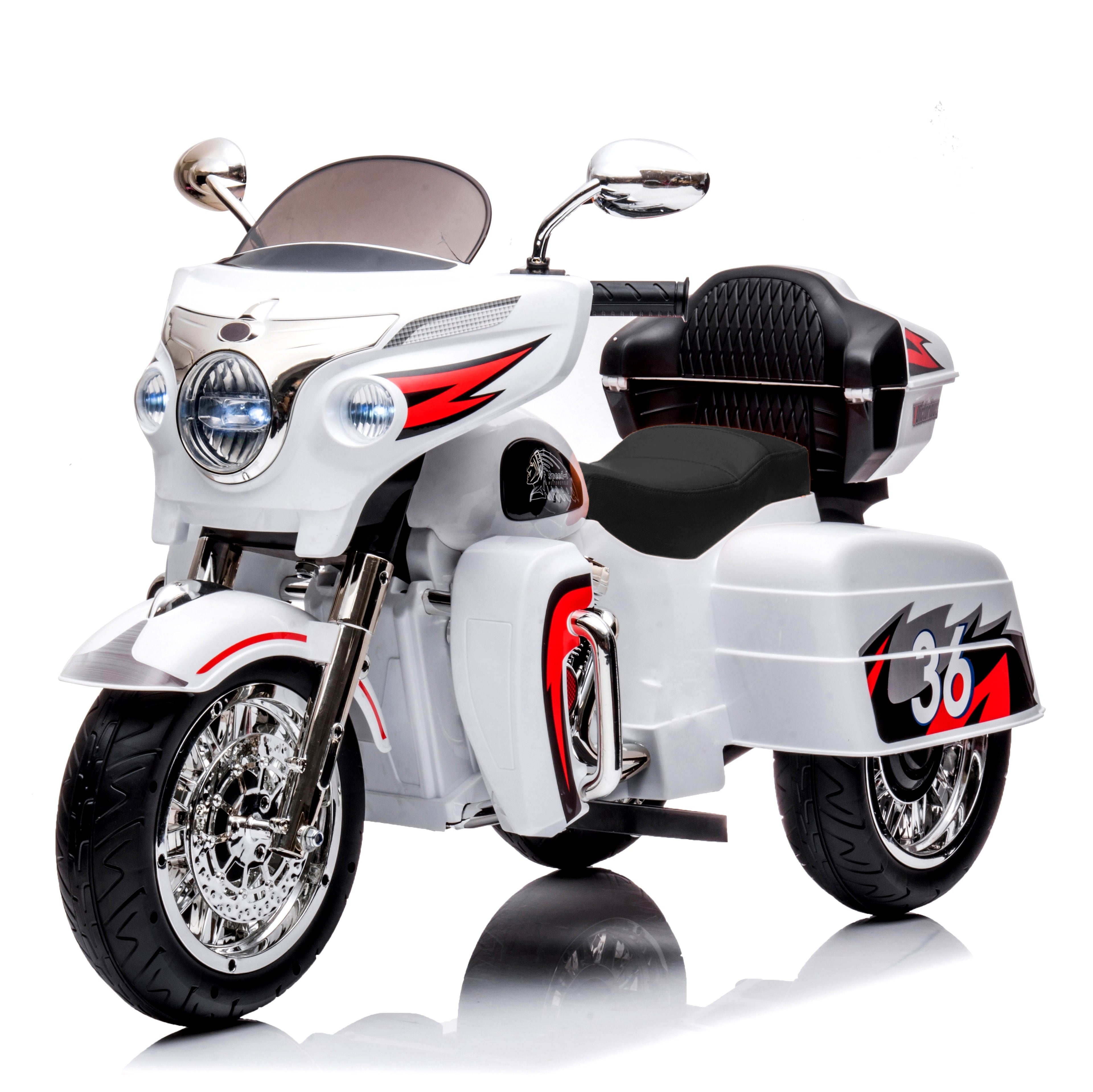 12V Kids Ride On Motorcycle, Electric Toddler Motorcycle Toy with LED Lights, Wireless Music, Large Storage Trunk, Soft PU Seat, Forward & Reverse, Rechargeable Electric Vehicle for 3-6 Years Old