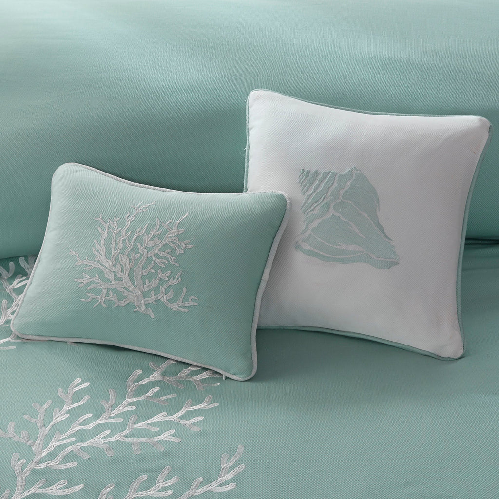 Oversized Cotton Jacquard Comforter Set Aqua King