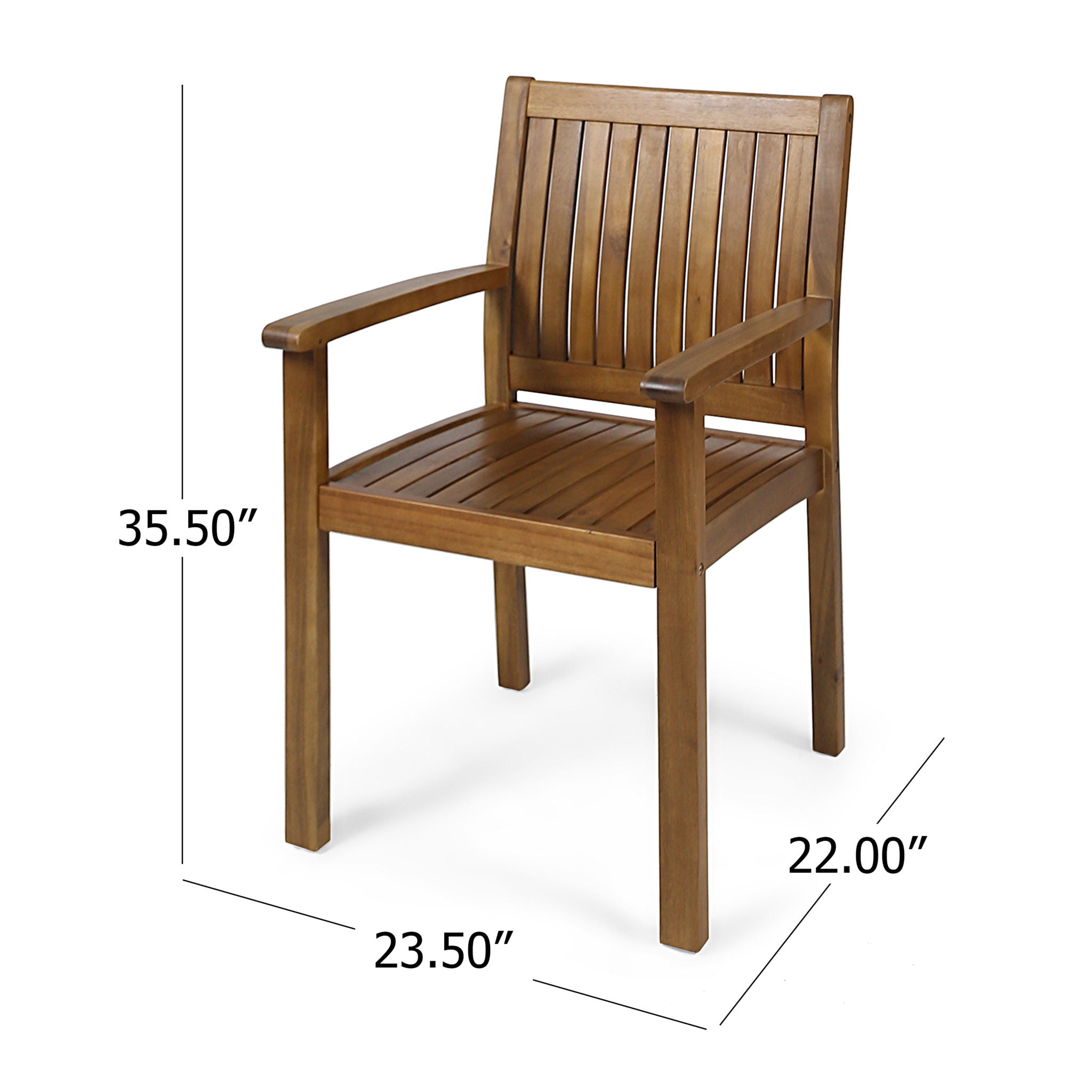Amethyst Outdoor Dining Chair With Slat Design (Set of 2) - Natural