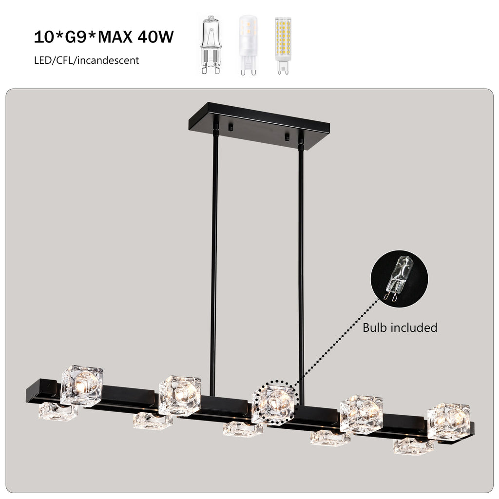 Rectangle Chandelier for Dining Room, 10-Light