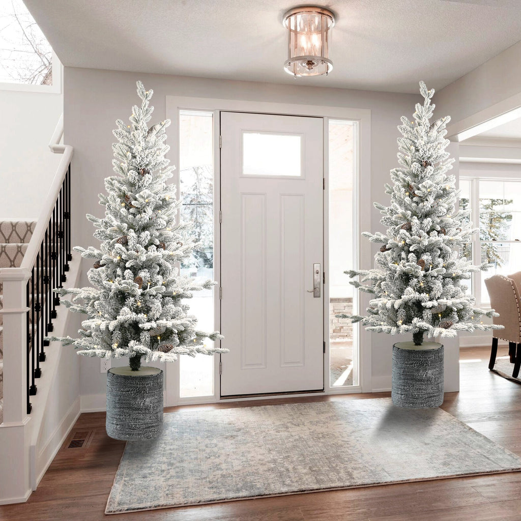 3FT Flocked Christmas Tree with Pot Base