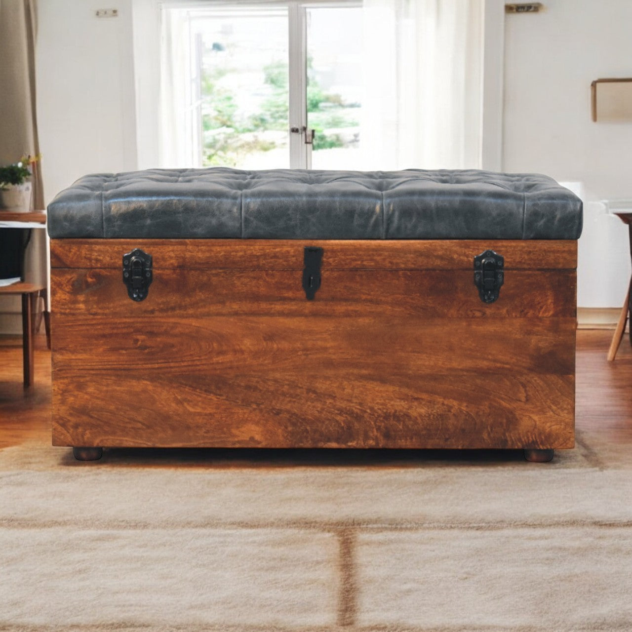 Solid Wood Storage Bench