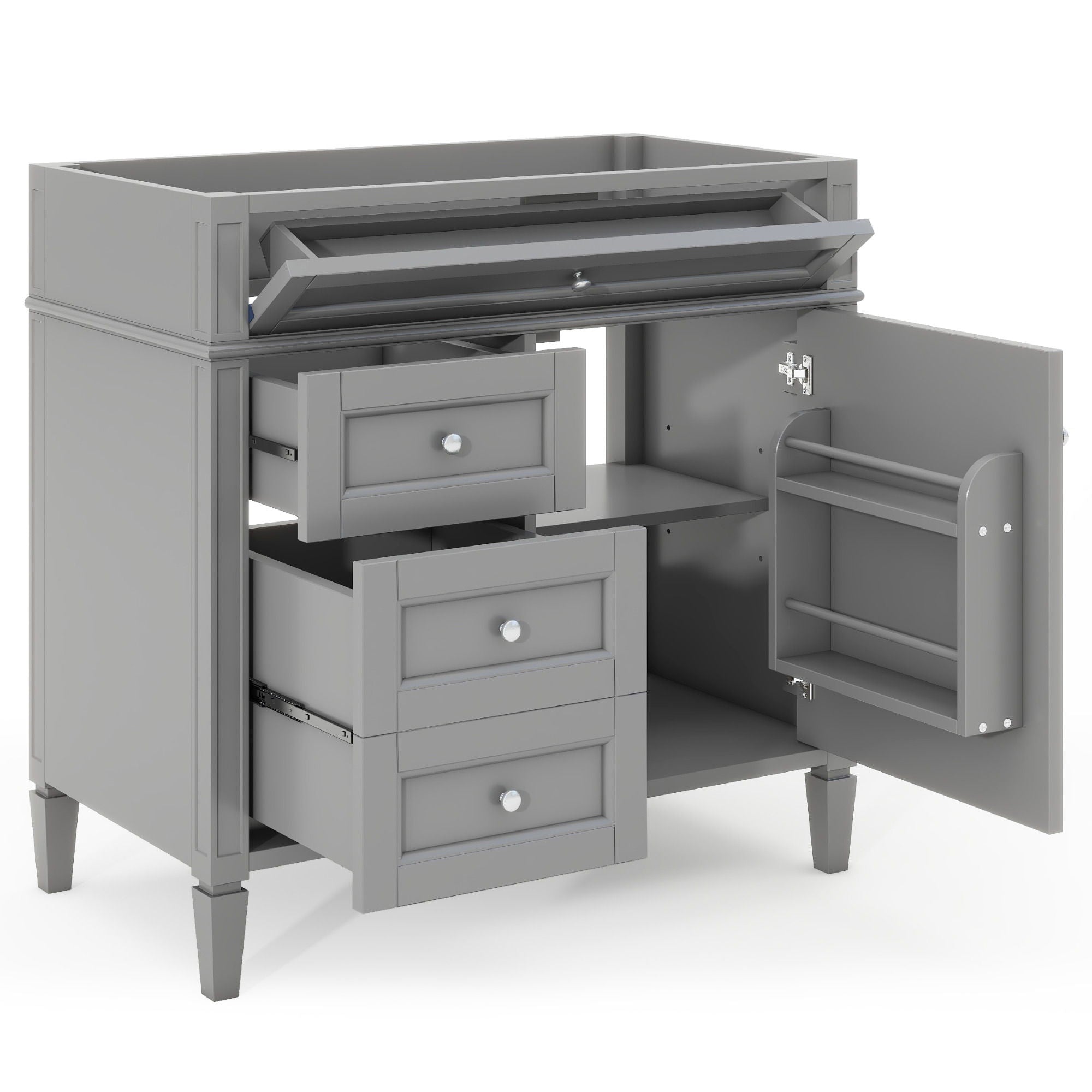 Bathroom Vanity With 2 Drawers and Tip-Out Storage Cabinet