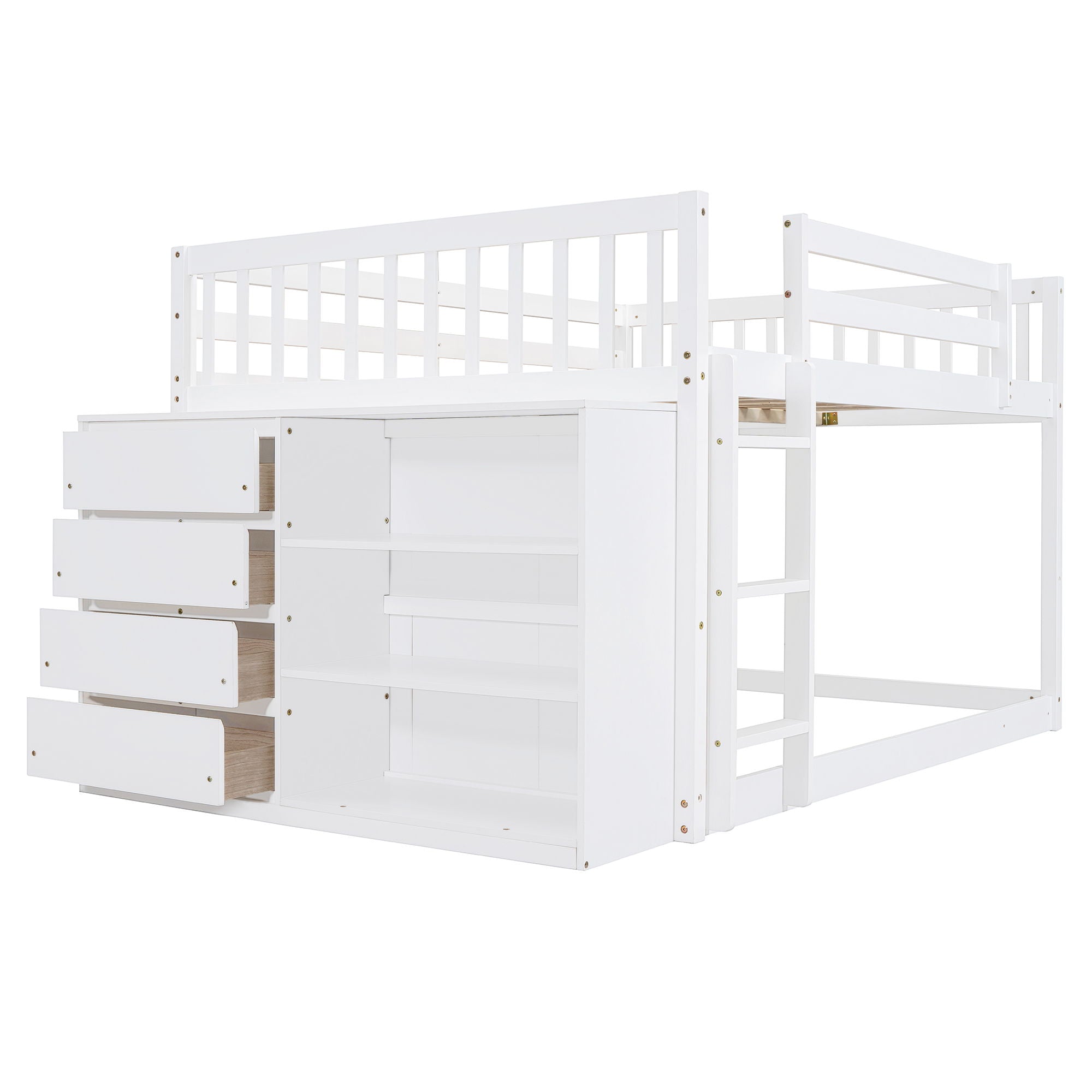 Bunk Bed With 4 Drawers and 3 Shelves