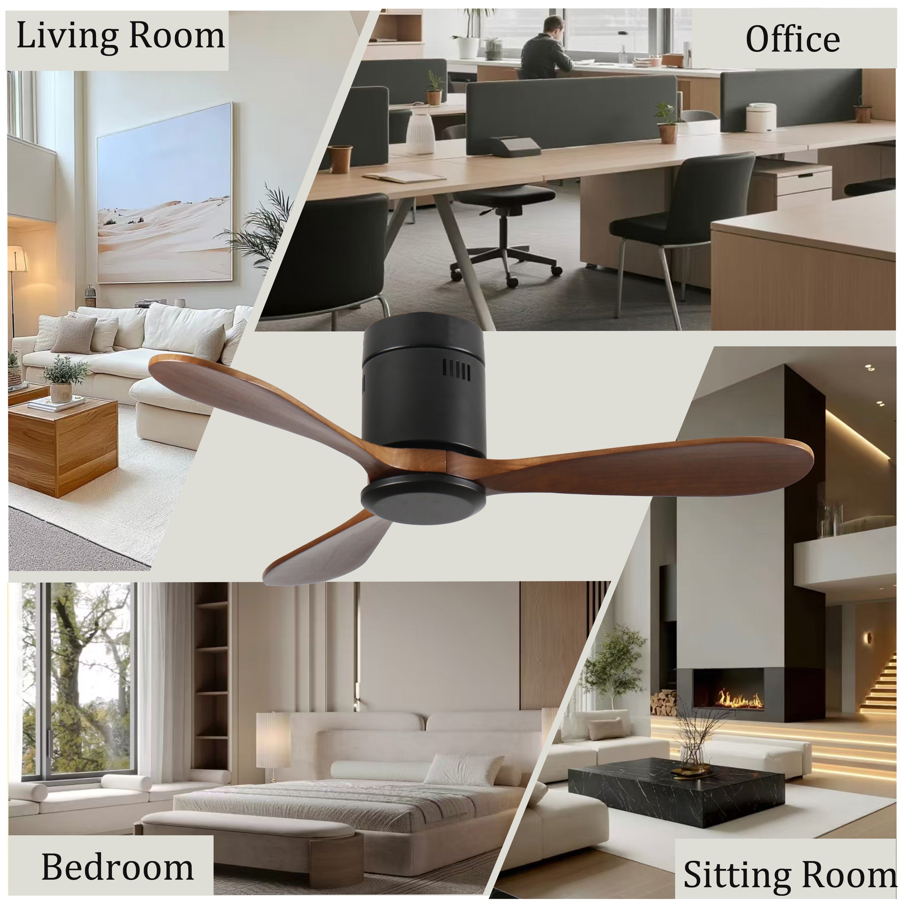 42-Inch Flush Mount Ceiling Fan Without Light