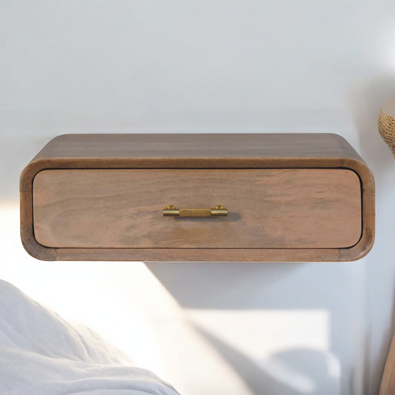 Solid Wood Sonoma T-Bar Wall-Mounted Nightstand, 1-Drawer