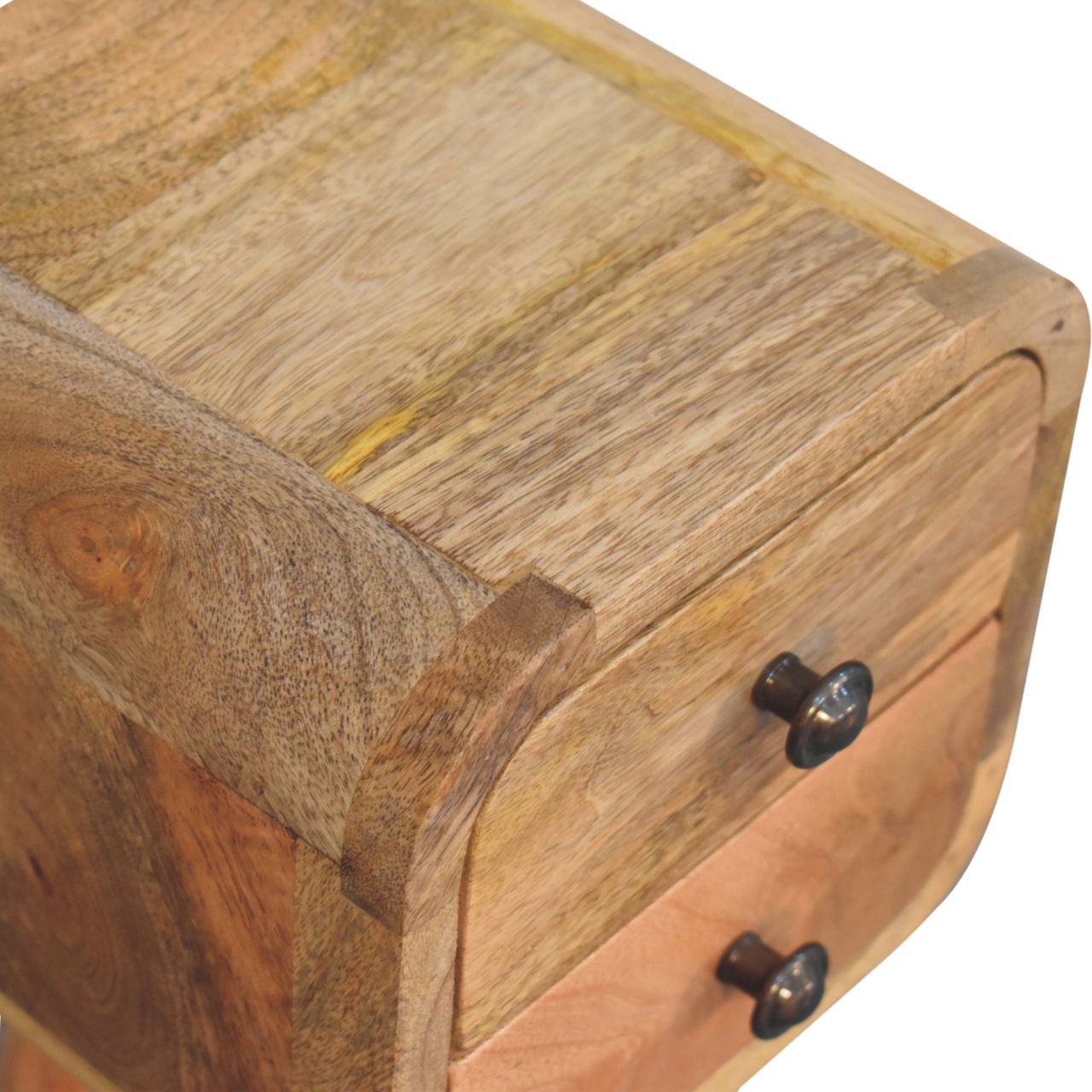 Solid Wood Extra Mini Curved Oak Bedside Table