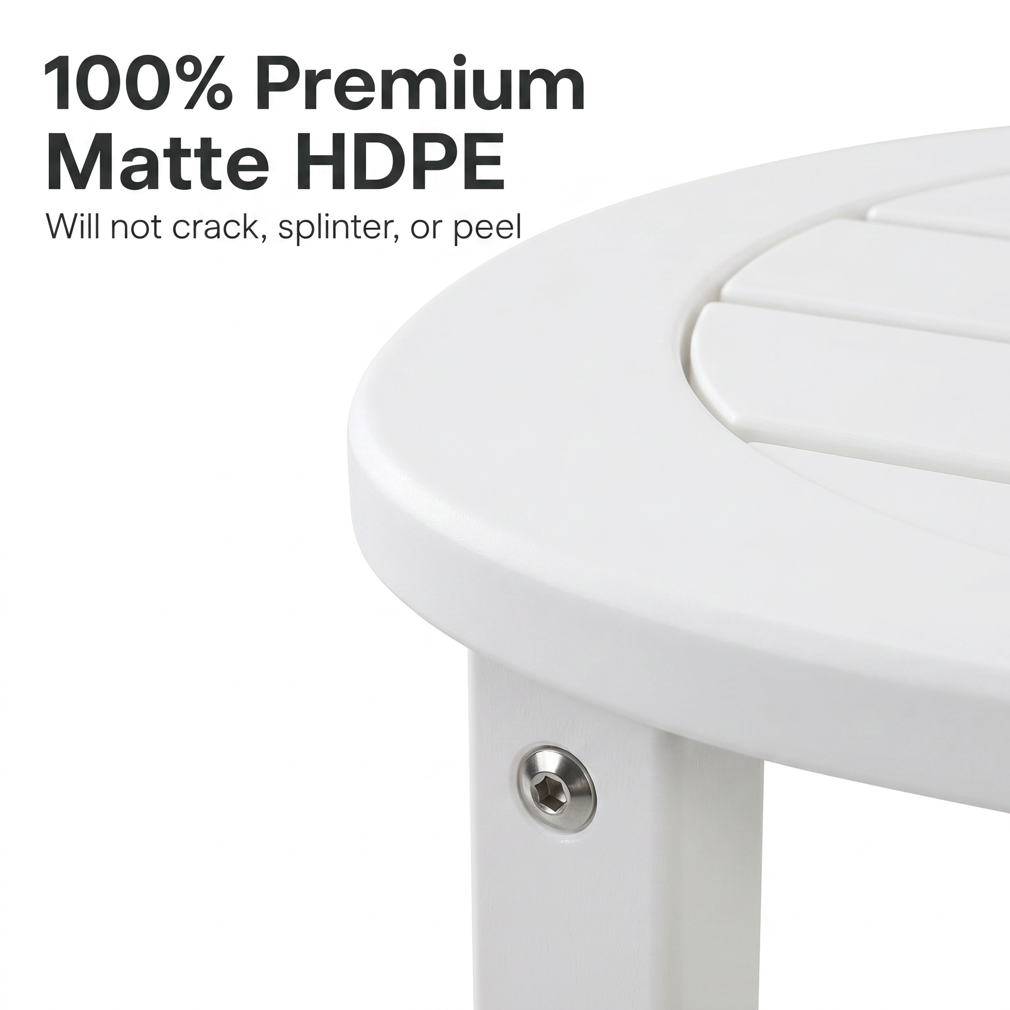 White HDPE Outdoor Side Table, 16 in. Round All-Weather Patio End Table