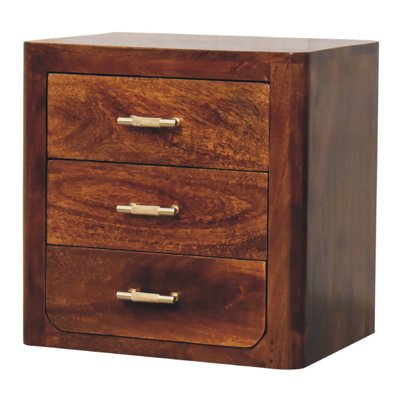 Luca Chestnut Nightstand With 3 Drawers